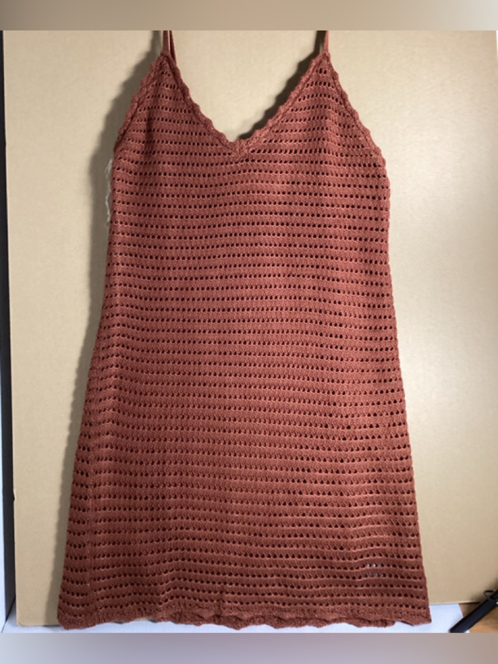 Fashion Nova NWT Rust Crochet Slip Dress 1X Boho Beach - Picture 2 of 9